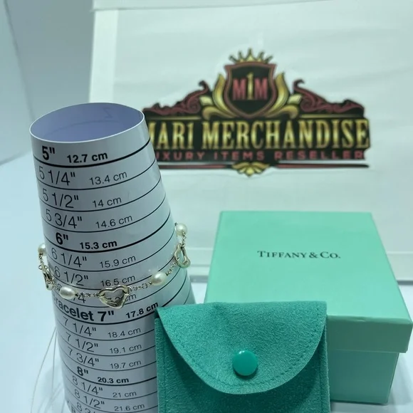 Tiffany and Co. Silver 925 bracelet with pearls and hearts size 17 cm or 6.5 in. - Picture 8 of 8